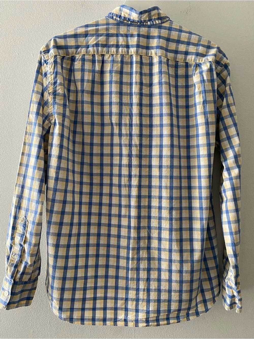 J. Crew Blue and Cream Check Button-Down Shirt